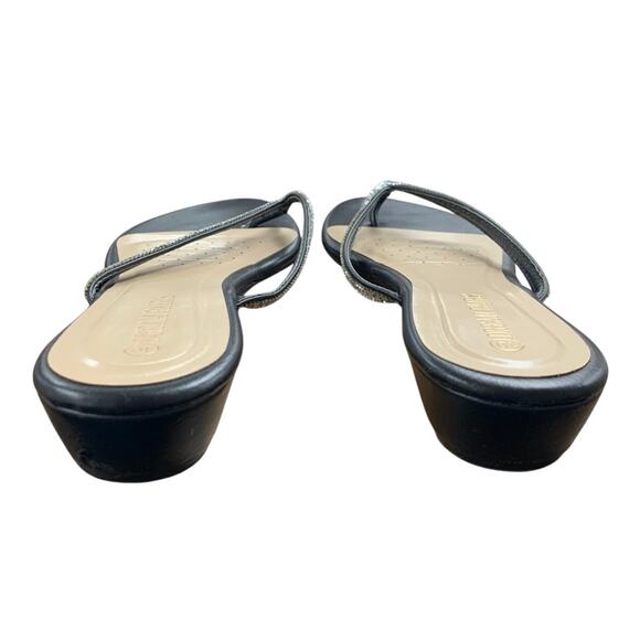 Dream Pairs Womens Size 10 Black SIlver Rhinestone 1.25" Wedge Heel Sandals - Picture 3 of 6
